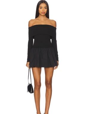 Revolve Off-Shoulder Black Mini Dress